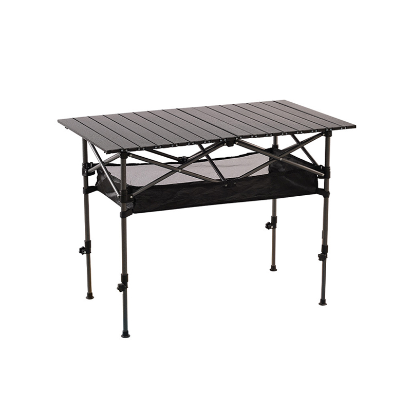 Mesa enrollable para acampar con bolsa de red