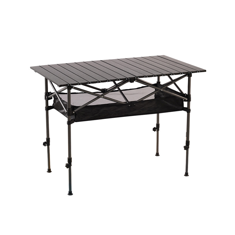 Mesa enrollable para acampar con bolsa de red