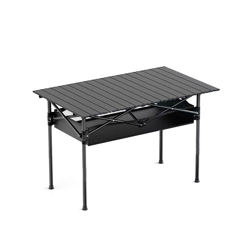 Mesa enrollable para acampar con bolsa de red