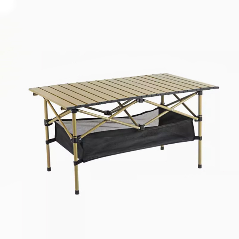 Mesa enrollable para acampar con bolsa de red