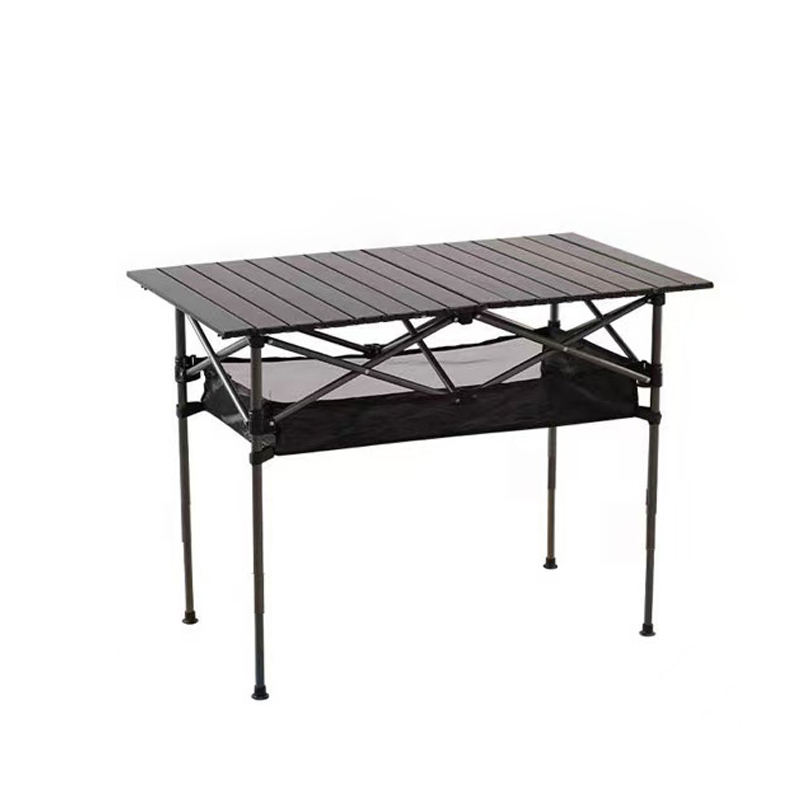Mesa enrollable para acampar con bolsa de red