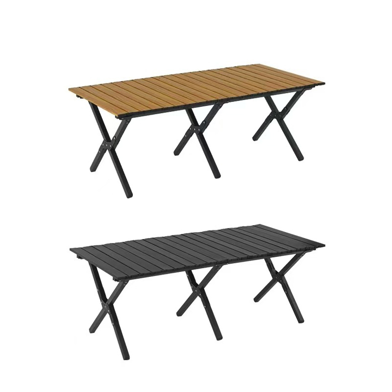 Mesa enrollable con patas cruzadas de acero al carbono