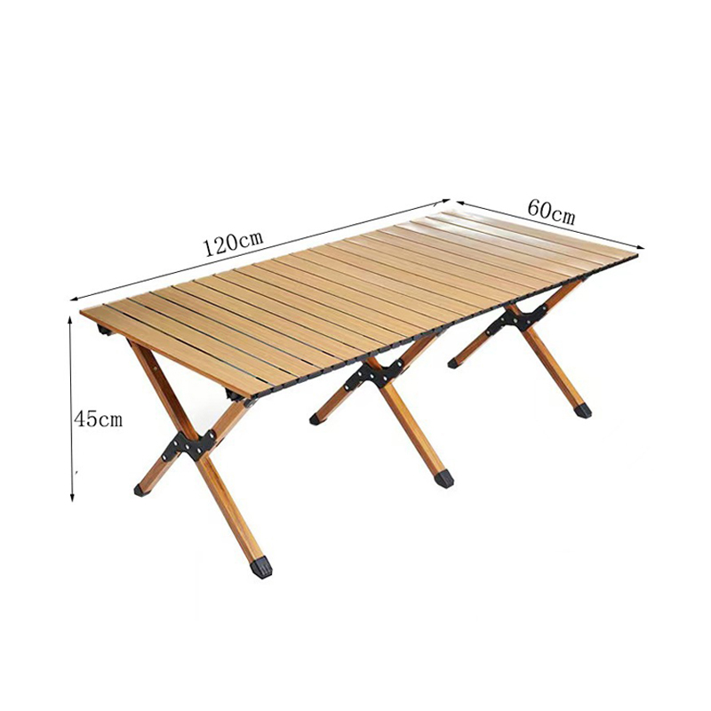 Mesa enrollable con patas cruzadas de acero al carbono