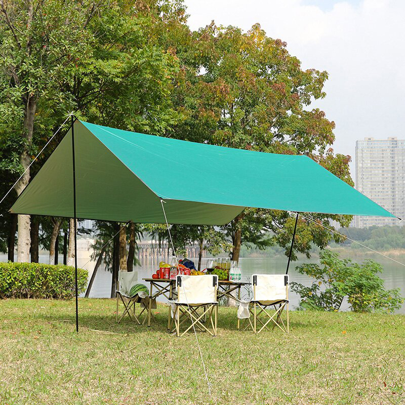 Toldo cuadrado con pegamento plateado