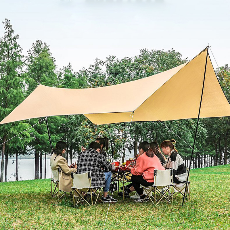 Toldo cuadrado con pegamento plateado