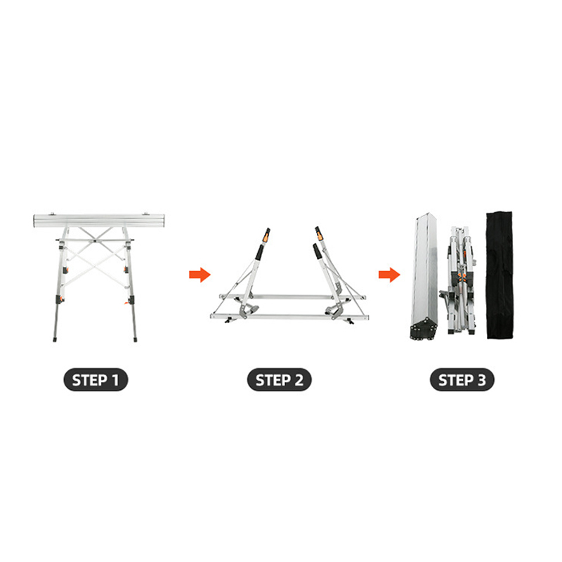 Mesa plegable elevable de aleación de aluminio.