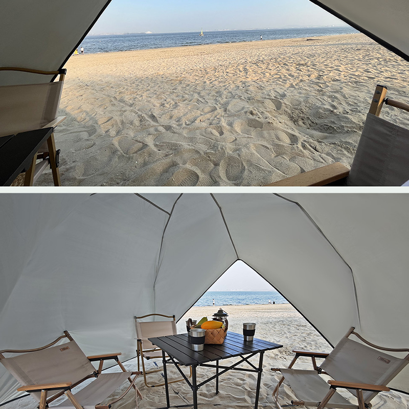 MSBT121 Tienda de playa de una sola capa con protector solar beige