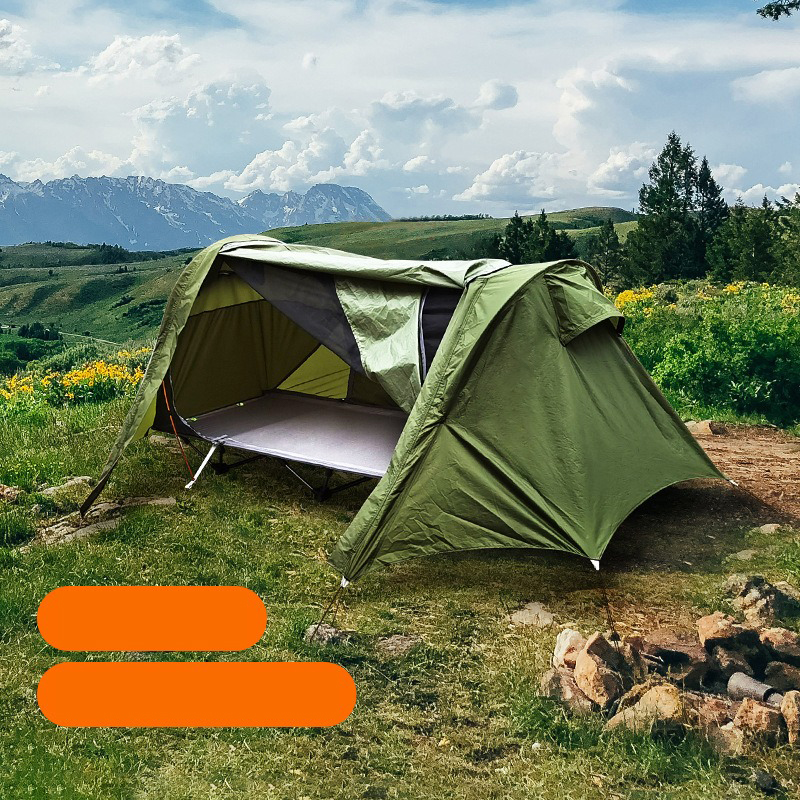 Tienda de campaña con cama plegable