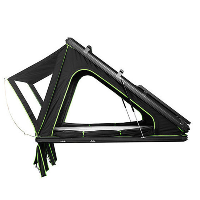 Tienda de campaña de aluminio con ventana triangular en la azotea