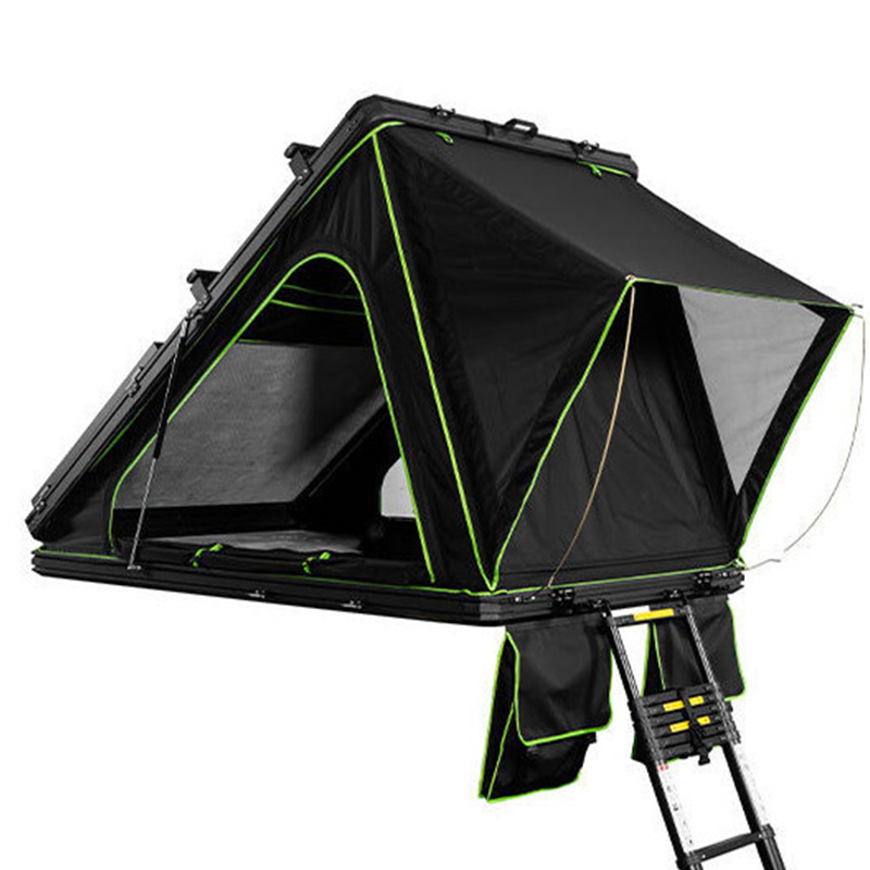Tienda de campaña de aluminio con ventana triangular en la azotea